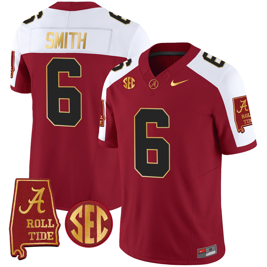 Men's Alabama Crimson Tide Gold Trim Vapor Jersey V2 - Alabama Map - All Stitched - image 12