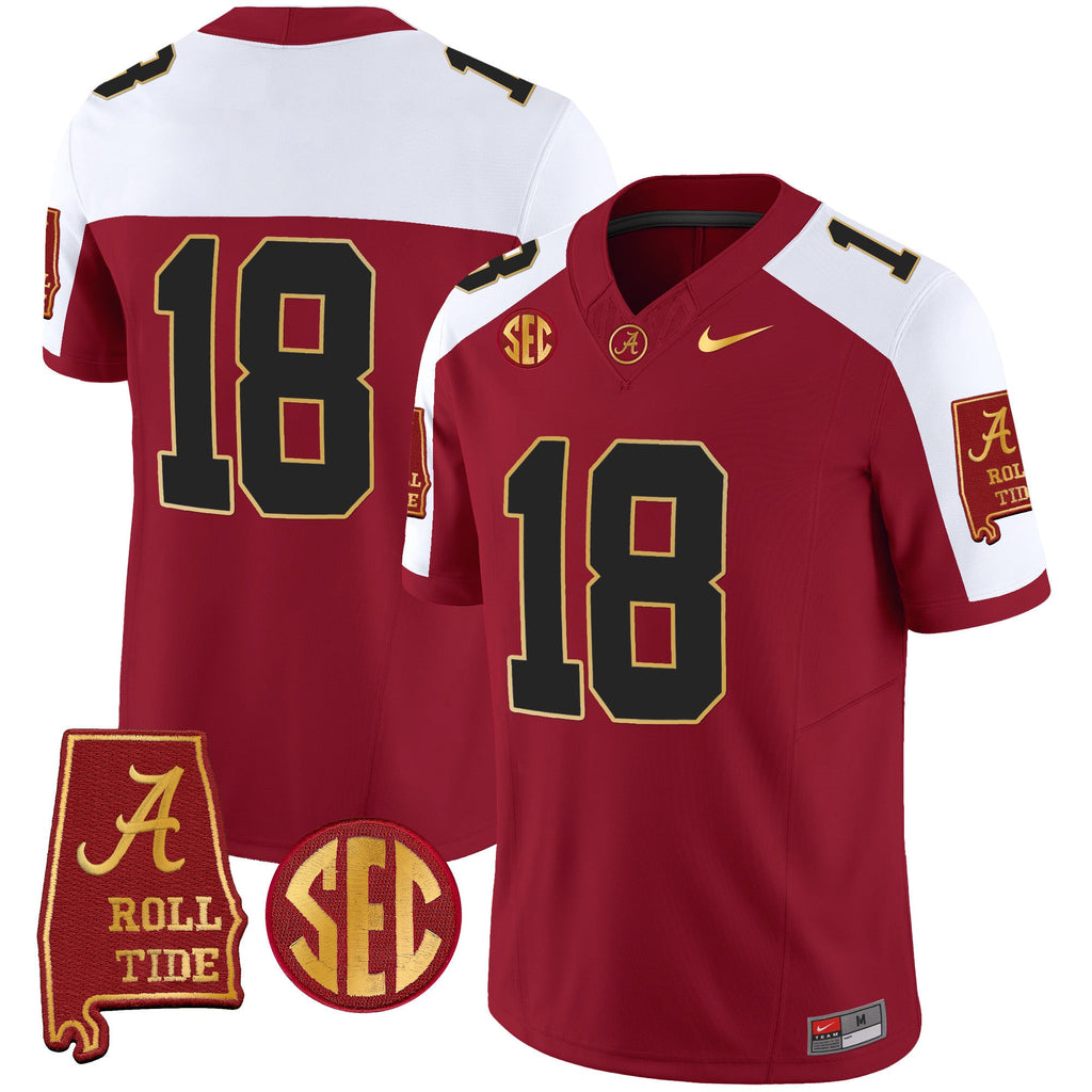 Men's Alabama Crimson Tide Gold Trim Vapor Jersey V2 - Alabama Map - All Stitched - image 13