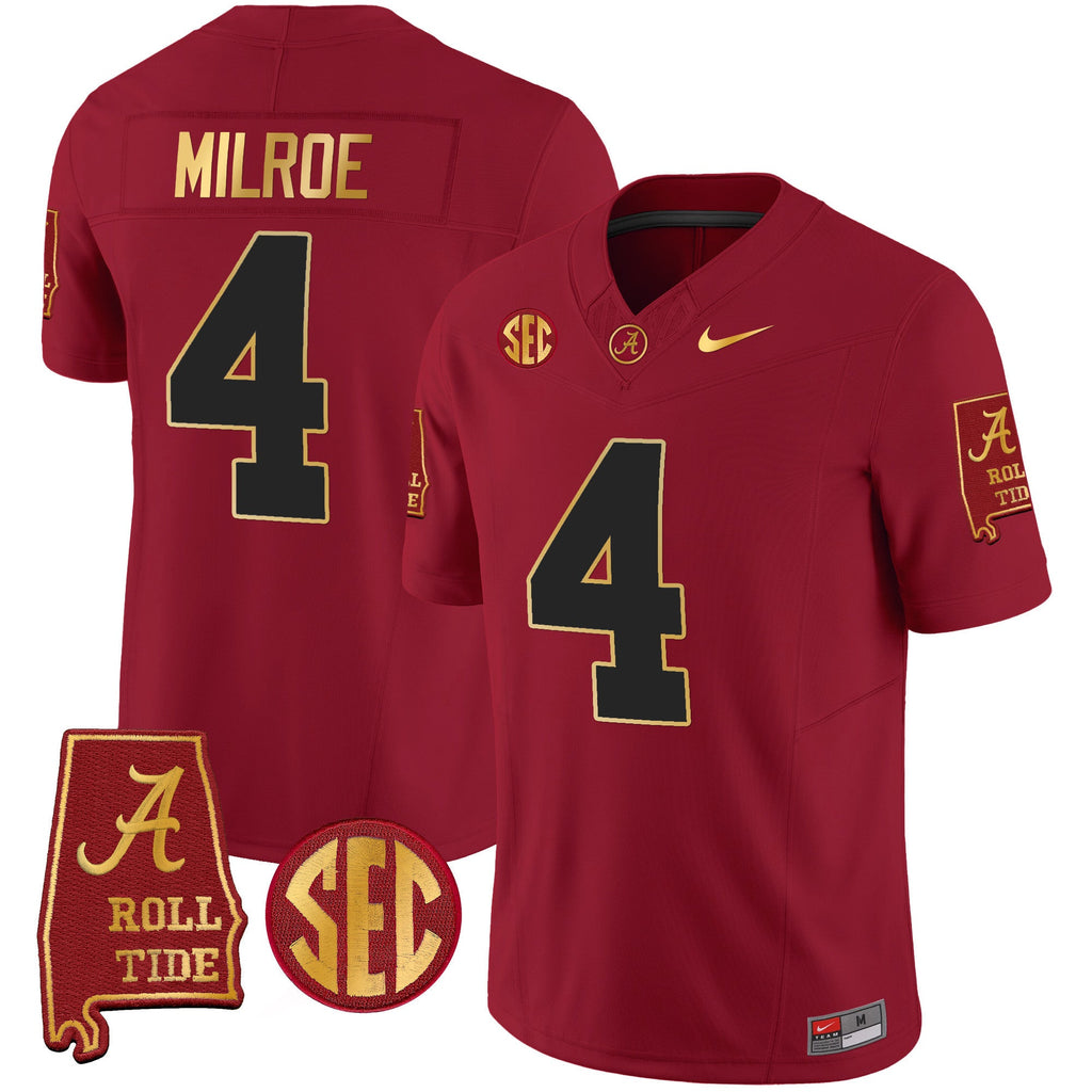 Men's Alabama Crimson Tide Gold Trim Vapor Jersey V2 - Alabama Map - All Stitched - image 15