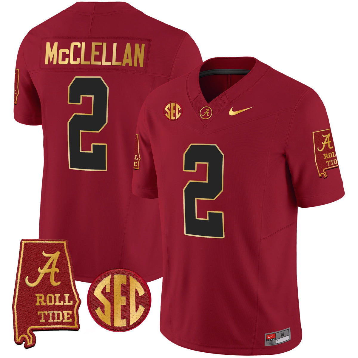 Men's Alabama Crimson Tide Gold Trim Vapor Jersey V2 - Alabama Map - All Stitched - image 16