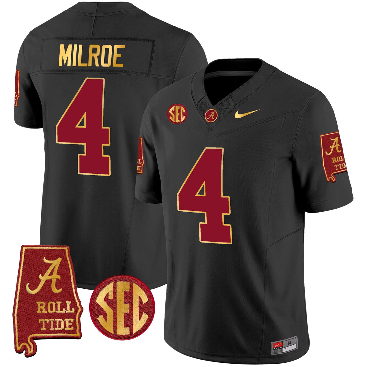 Men's Alabama Crimson Tide Gold Trim Vapor Jersey V2 - Alabama Map - All Stitched - image 22