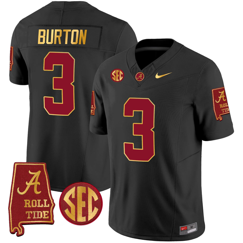 Men's Alabama Crimson Tide Gold Trim Vapor Jersey V2 - Alabama Map - All Stitched - image 24