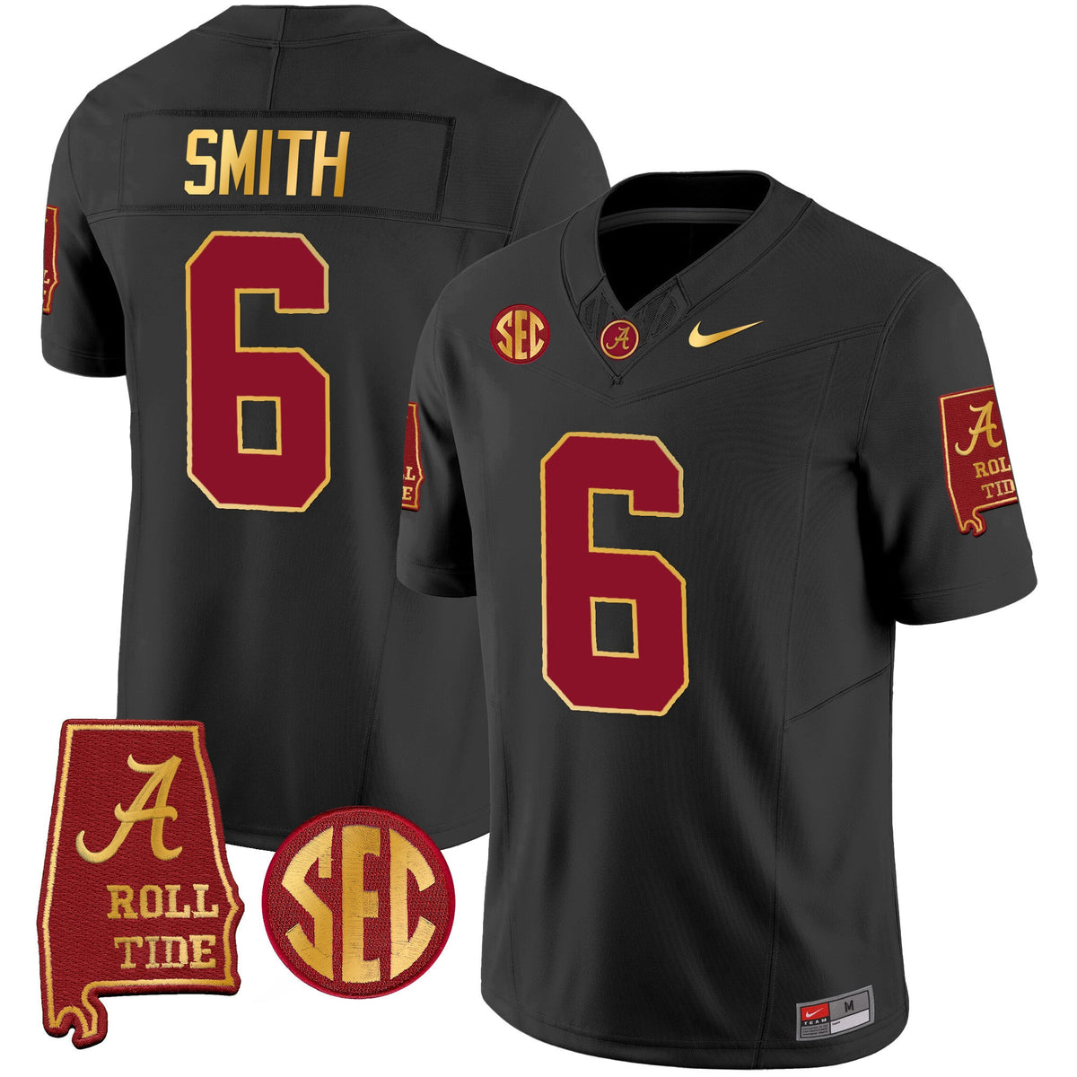Men's Alabama Crimson Tide Gold Trim Vapor Jersey V2 - Alabama Map - All Stitched - image 26