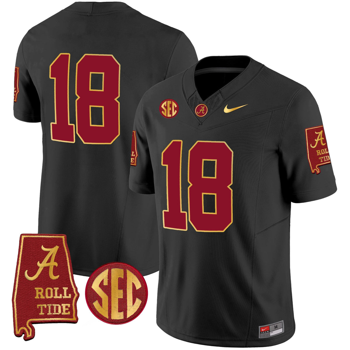 Men's Alabama Crimson Tide Gold Trim Vapor Jersey V2 - Alabama Map - All Stitched - image 27