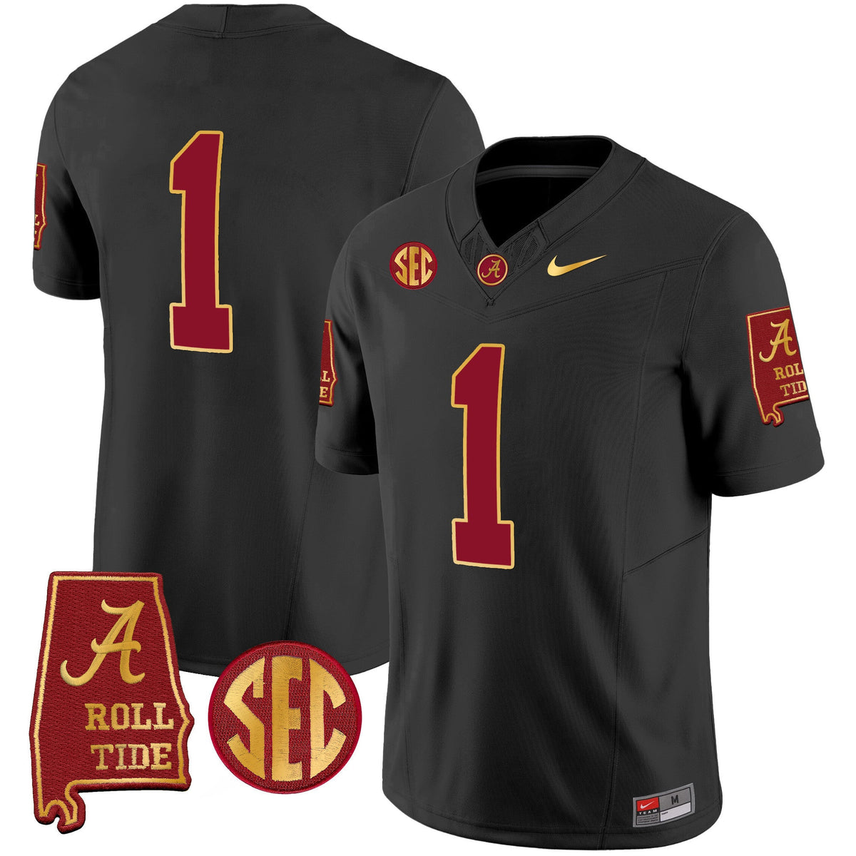 Men's Alabama Crimson Tide Gold Trim Vapor Jersey V2 - Alabama Map - All Stitched - image 28