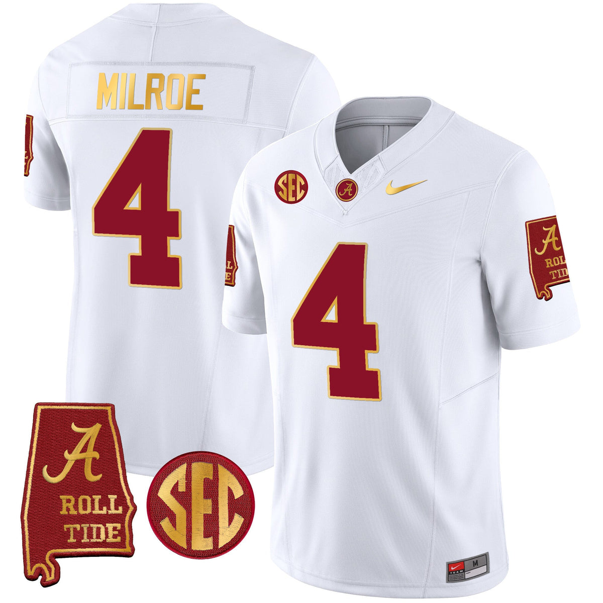 Men's Alabama Crimson Tide Gold Trim Vapor Jersey V2 - Alabama Map - All Stitched - image 29