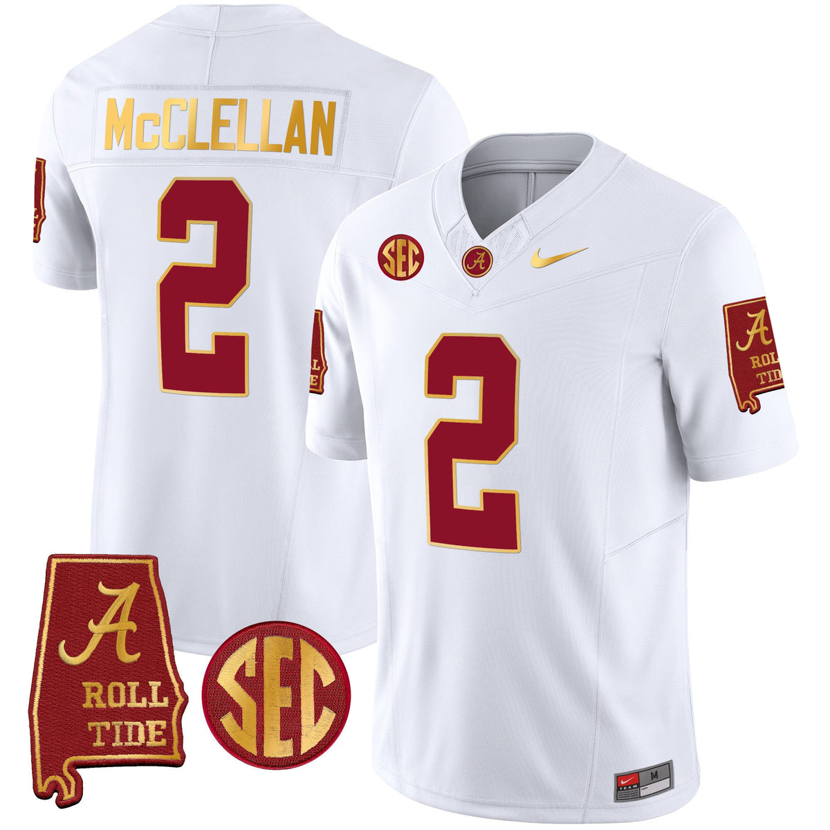 Men's Alabama Crimson Tide Gold Trim Vapor Jersey V2 - Alabama Map - All Stitched - image 30