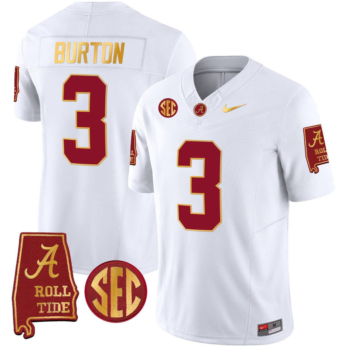 Men's Alabama Crimson Tide Gold Trim Vapor Jersey V2 - Alabama Map - All Stitched - image 31