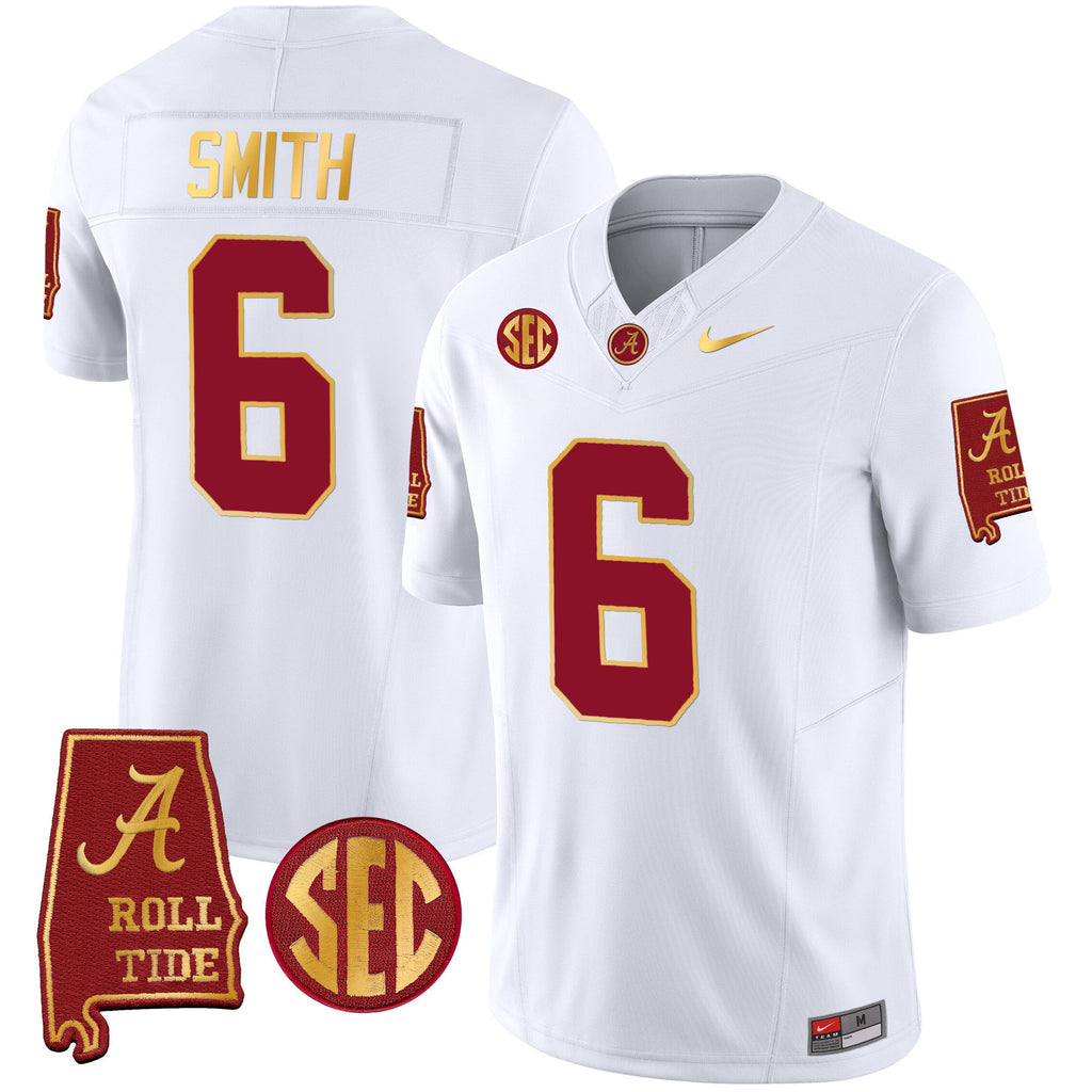 Men's Alabama Crimson Tide Gold Trim Vapor Jersey V2 - Alabama Map - All Stitched - image 33