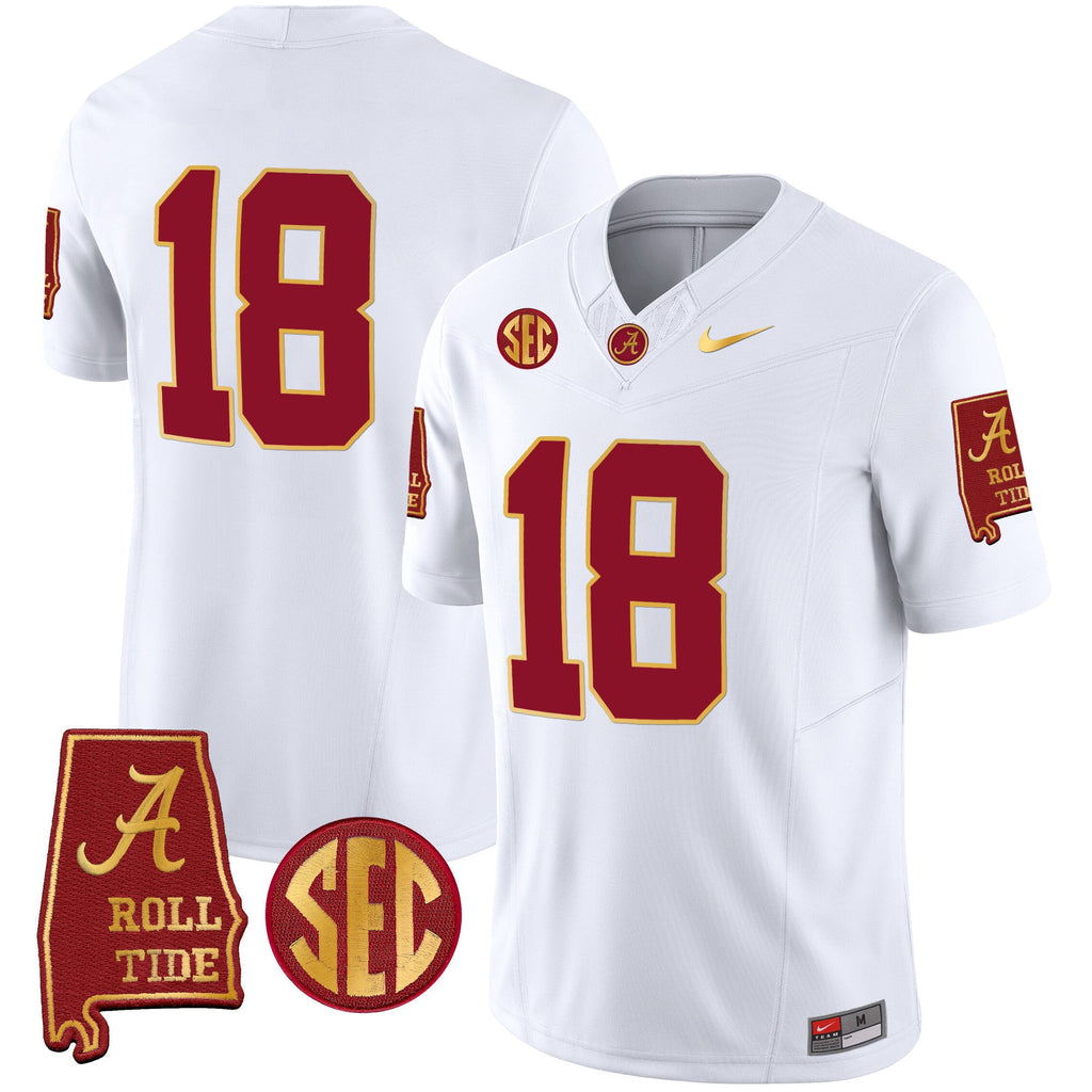 Men's Alabama Crimson Tide Gold Trim Vapor Jersey V2 - Alabama Map - All Stitched - image 34