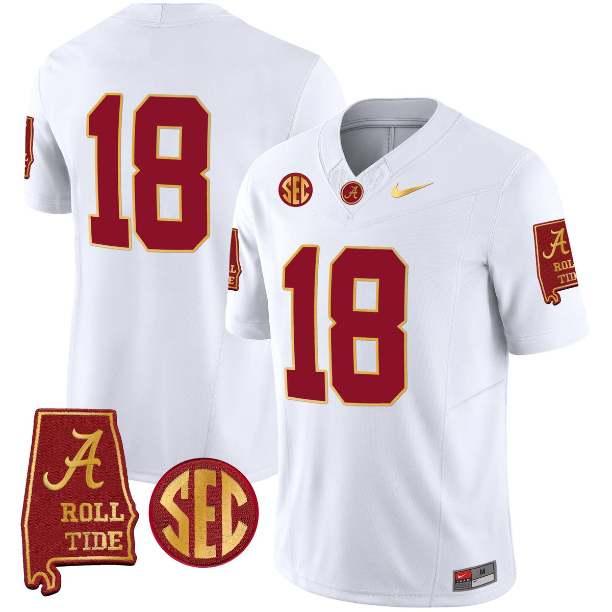 Men's Alabama Crimson Tide Gold Trim Vapor Jersey V2 - Alabama Map - All Stitched - image 34