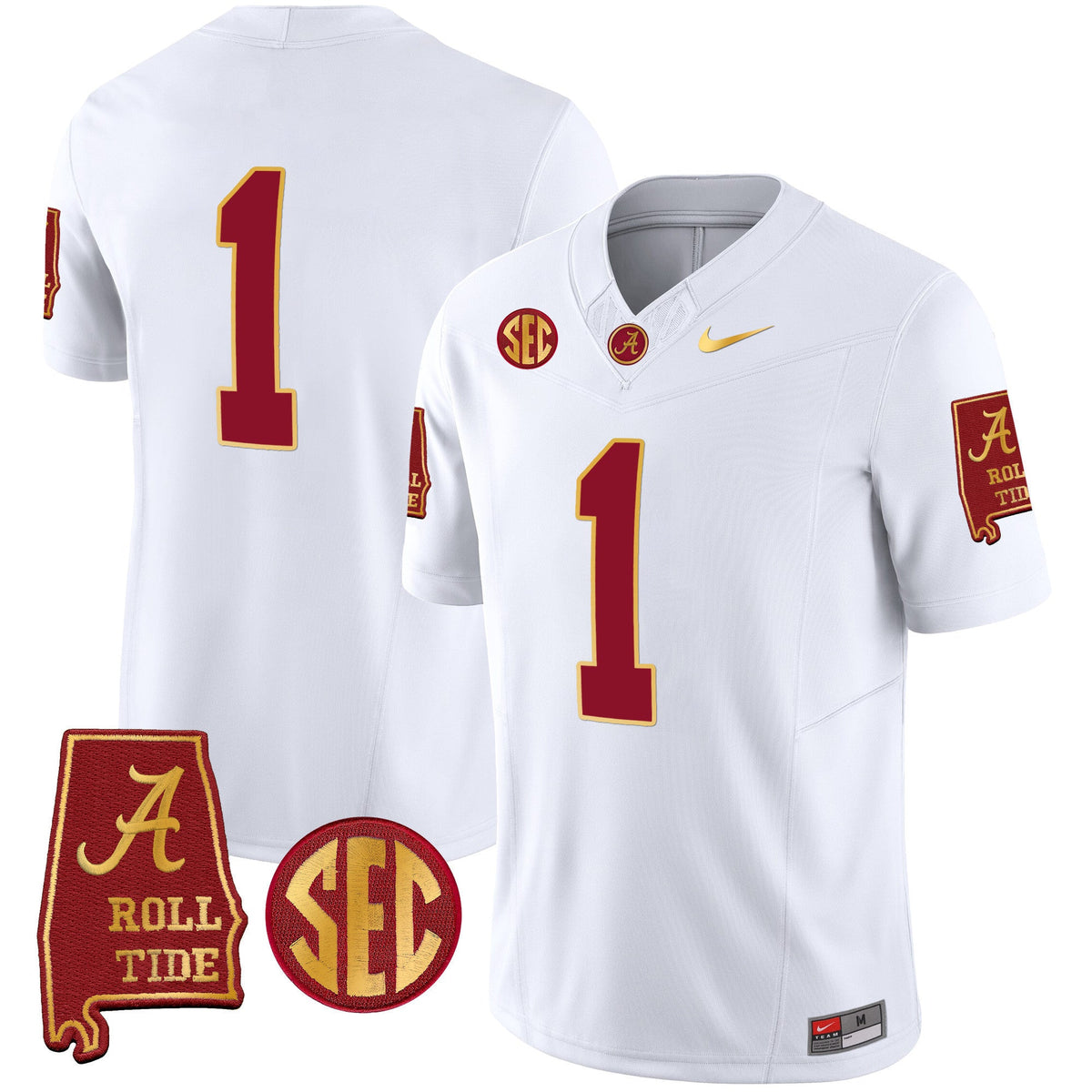 Men's Alabama Crimson Tide Gold Trim Vapor Jersey V2 - Alabama Map - All Stitched - image 35