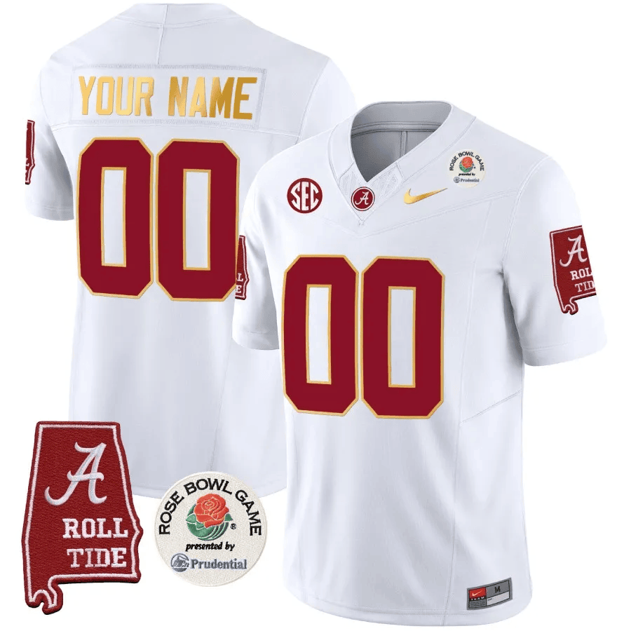 Alabama Crimson Tide Rose Bowl Patch Gold Trim Vapor Limited Custom Jersey - All Stitched - image 5