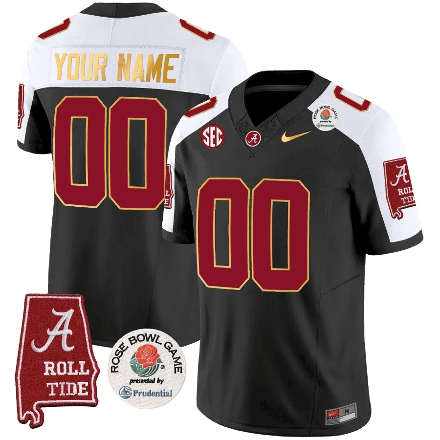 Alabama Crimson Tide Rose Bowl Patch Gold Trim Vapor Limited Custom Jersey - All Stitched - image 1