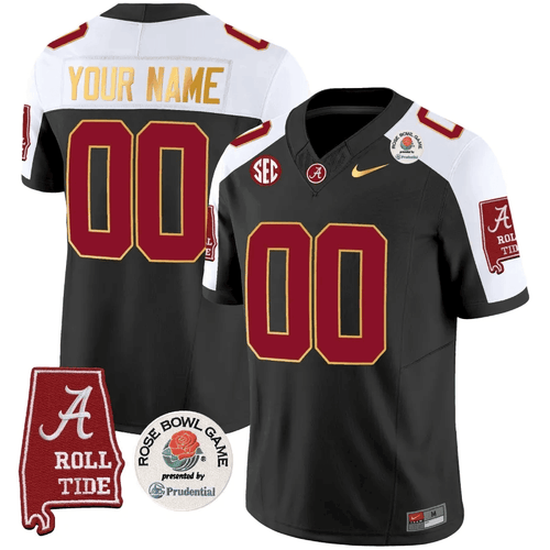 Alabama Crimson Tide Rose Bowl Patch Gold Trim Vapor Limited Custom Jersey - All Stitched - image 1
