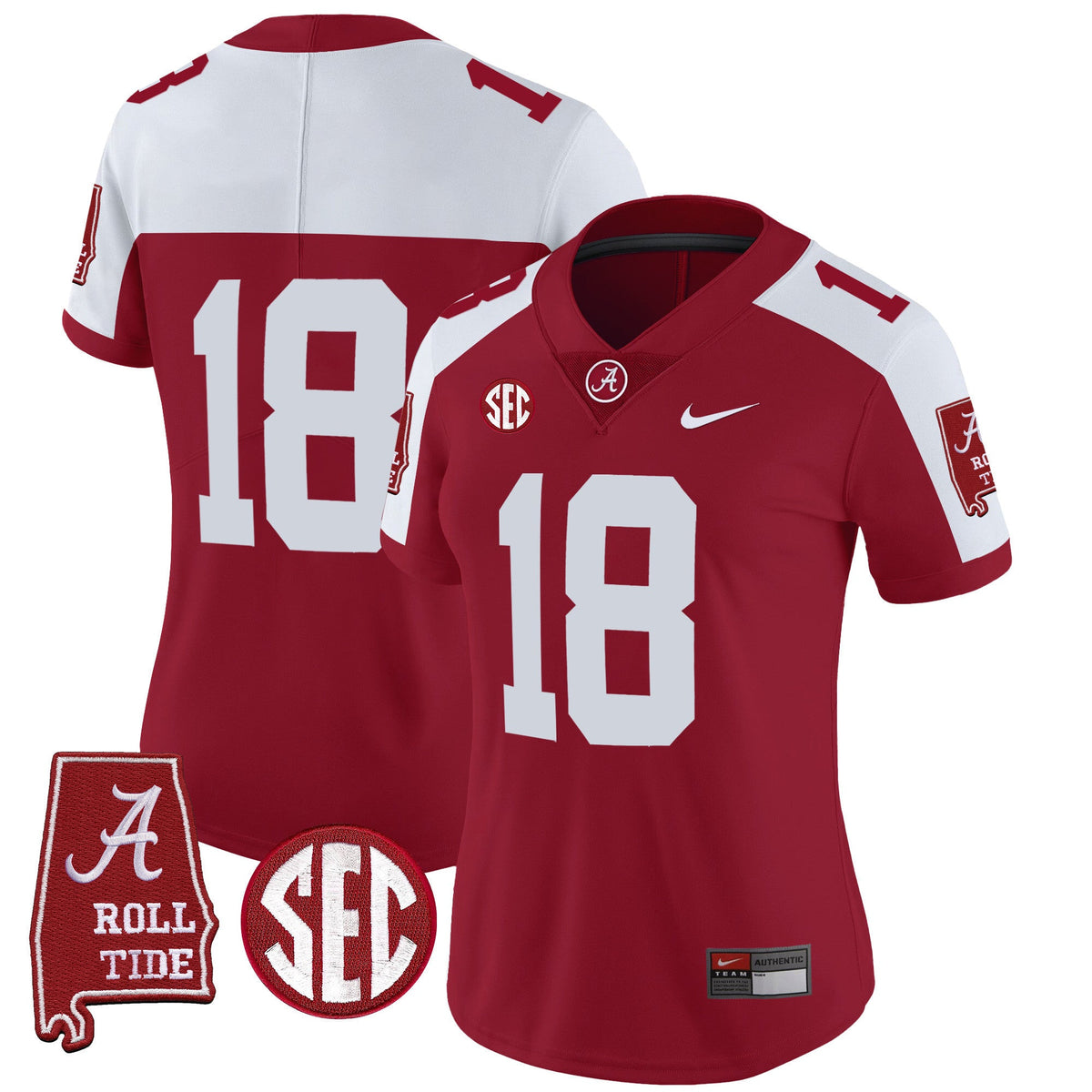 Women's Alabama Crimson Tide Vapor Limited Jersey V3 - Alabama Map - All Stitched - image 15
