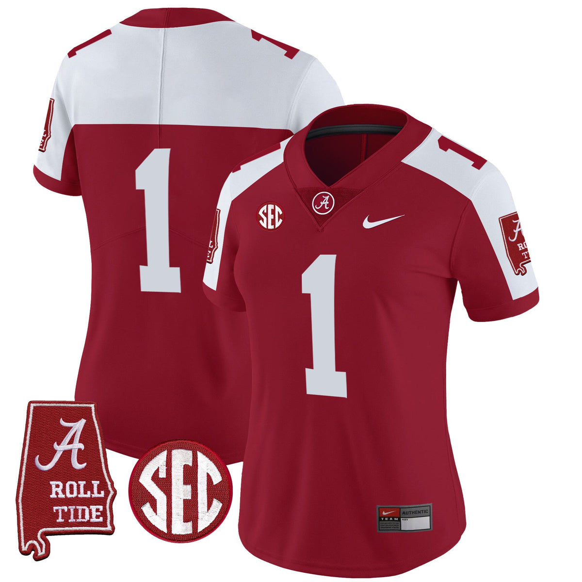 Women's Alabama Crimson Tide Vapor Limited Jersey V3 - Alabama Map - All Stitched - image 16