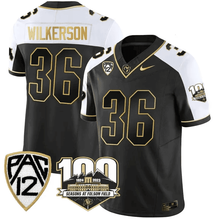 Men's Colorado Buffaloes 100th Seasons At Folsom Field Patch Vapor Gold Jersey V2 ?All Stitched - image 3