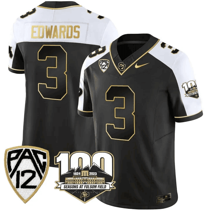 Men's Colorado Buffaloes 100th Seasons At Folsom Field Patch Vapor Gold Jersey V2 ?All Stitched - image 4