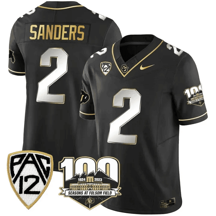 Men's Colorado Buffaloes 100th Seasons At Folsom Field Patch Vapor Gold Jersey V2 ?All Stitched - image 6
