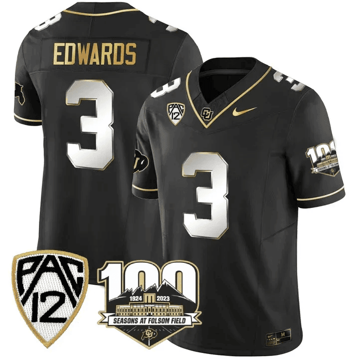 Men's Colorado Buffaloes 100th Seasons At Folsom Field Patch Vapor Gold Jersey V2 ?All Stitched - image 9
