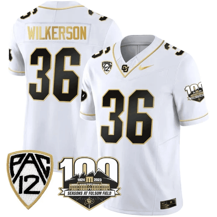Men's Colorado Buffaloes 100th Seasons At Folsom Field Patch Vapor Gold Jersey V2 ?All Stitched - image 13