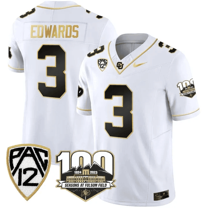 Men's Colorado Buffaloes 100th Seasons At Folsom Field Patch Vapor Gold Jersey V2 ?All Stitched - image 14