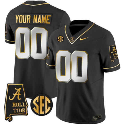 Alabama Crimson Tide Vapor Gold Custom Jersey V3 - Alabama Map - All Stitched - image 2