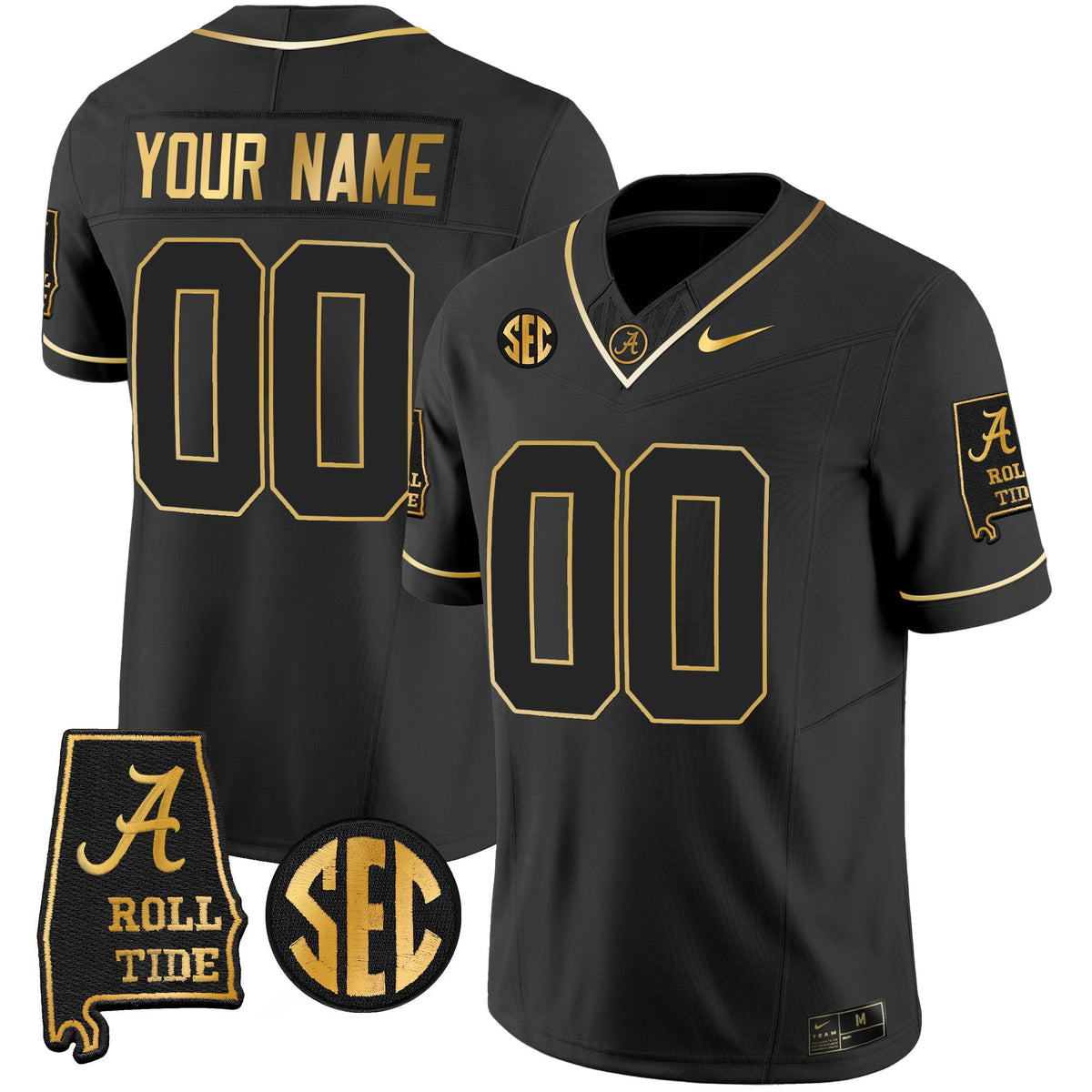 Alabama Crimson Tide Vapor Gold Custom Jersey V3 - Alabama Map - All Stitched - image 3