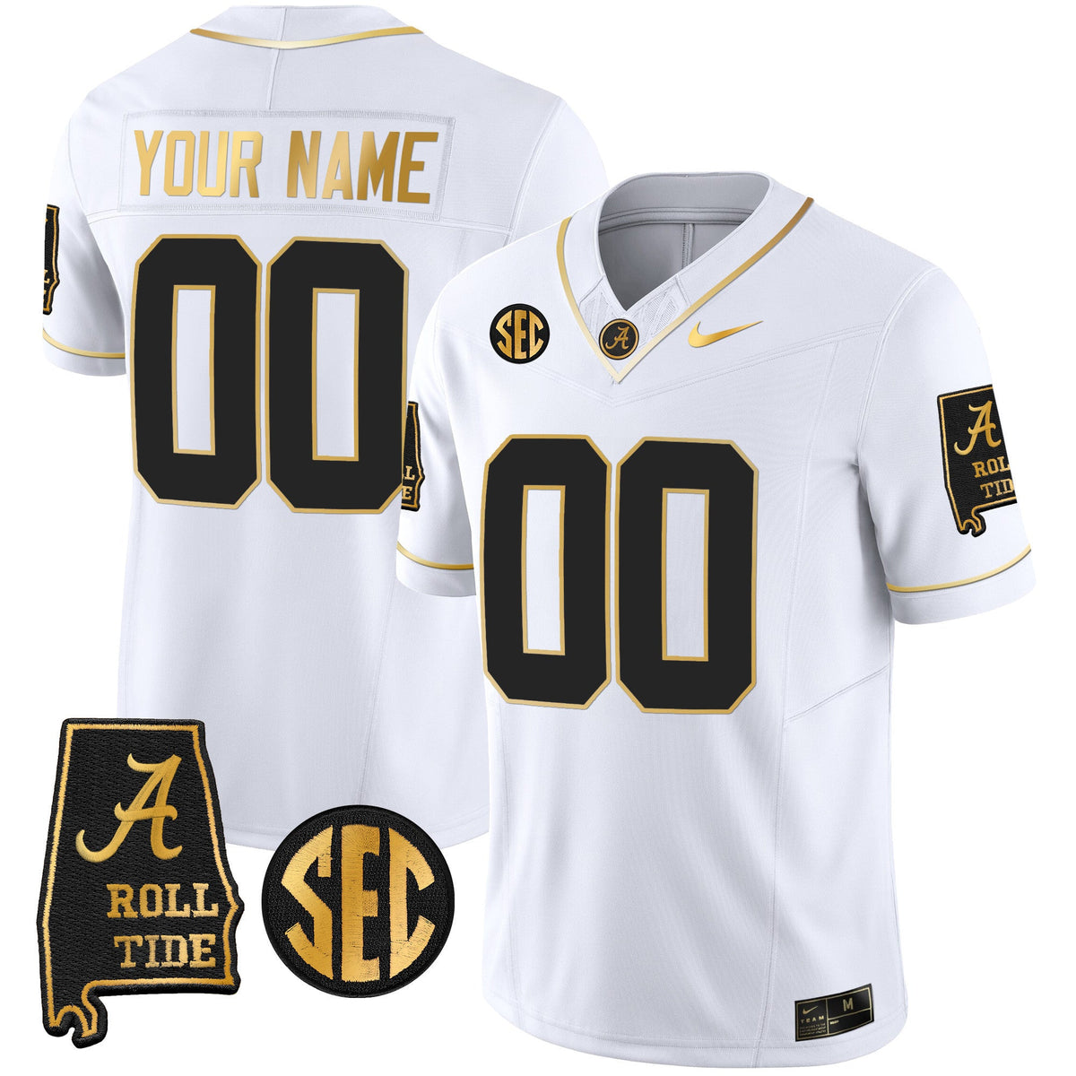 Alabama Crimson Tide Vapor Gold Custom Jersey V3 - Alabama Map - All Stitched - image 4