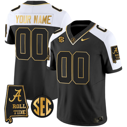 Alabama Crimson Tide Vapor Gold Custom Jersey V3 - Alabama Map - All Stitched - image 1