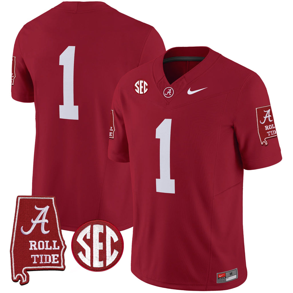 Men's Alabama Crimson Tide Vapor Limited Jersey V5 - Alabama Map - All Stitched - image 21