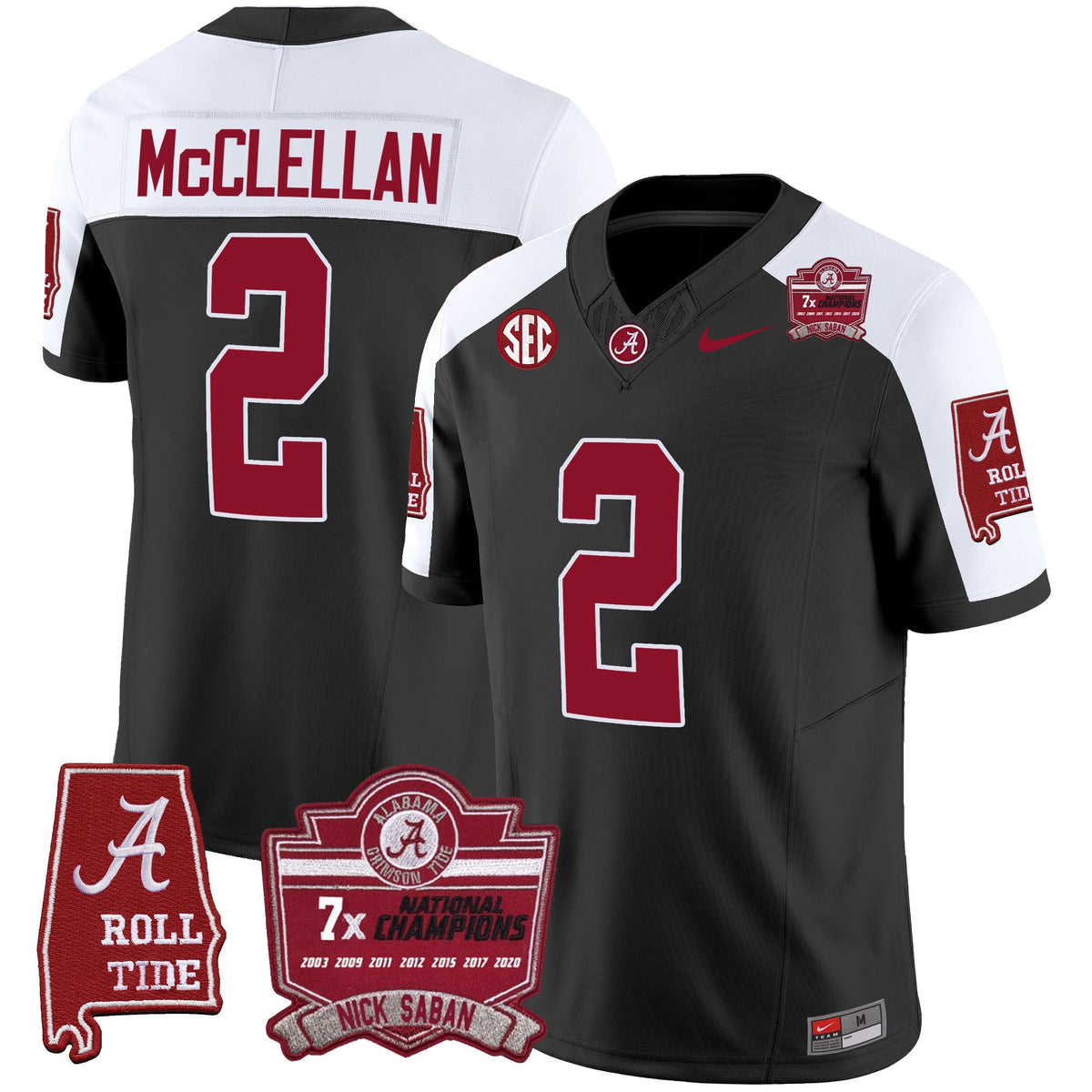Men's Alabama Crimson Tide Nick Saban 7x Champions Patch Vapor Jersey - All Stitched - image 3