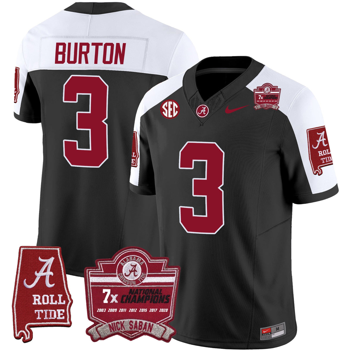 Men's Alabama Crimson Tide Nick Saban 7x Champions Patch Vapor Jersey - All Stitched - image 4