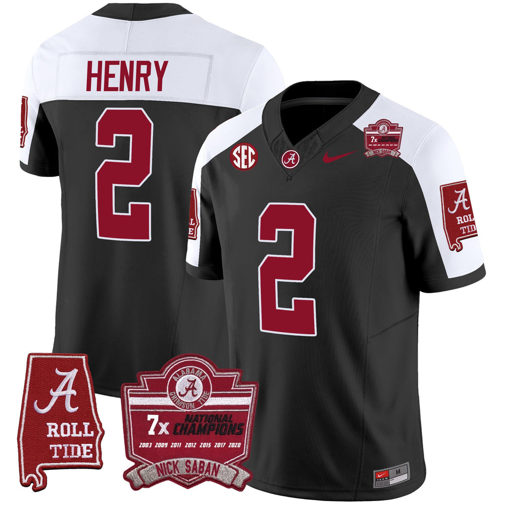 Men's Alabama Crimson Tide Nick Saban 7x Champions Patch Vapor Jersey - All Stitched - image 5