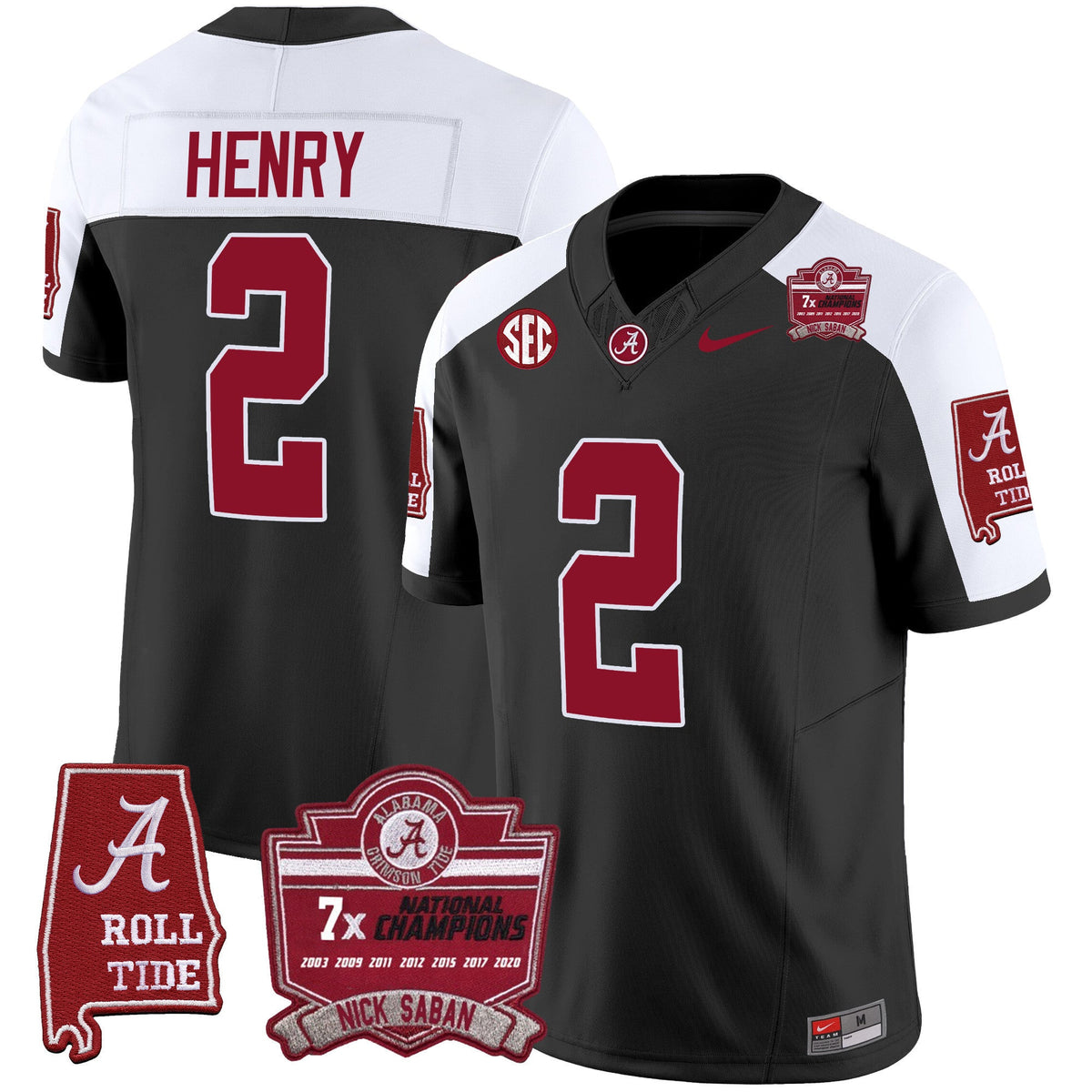 Men's Alabama Crimson Tide Nick Saban 7x Champions Patch Vapor Jersey - All Stitched - image 5