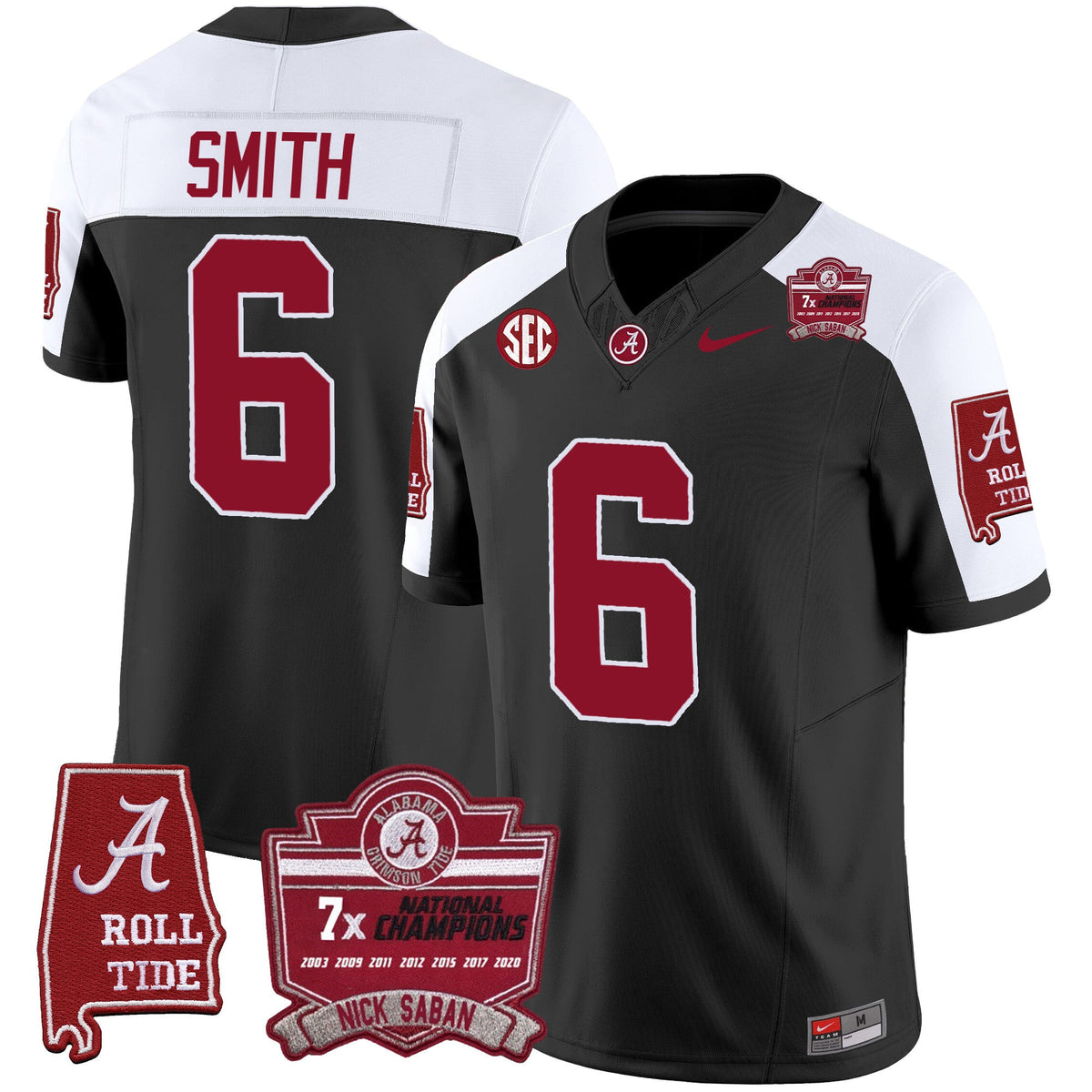 Men's Alabama Crimson Tide Nick Saban 7x Champions Patch Vapor Jersey - All Stitched - image 6