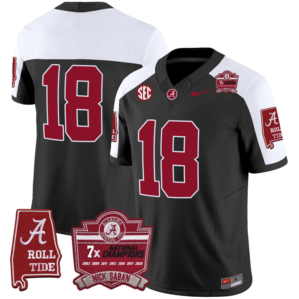 Men's Alabama Crimson Tide Nick Saban 7x Champions Patch Vapor Jersey - All Stitched - image 7