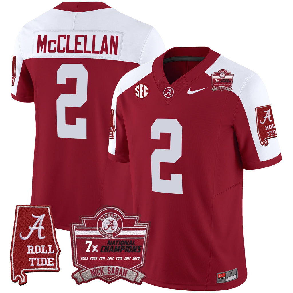 Men's Alabama Crimson Tide Nick Saban 7x Champions Patch Vapor Jersey - All Stitched - image 11