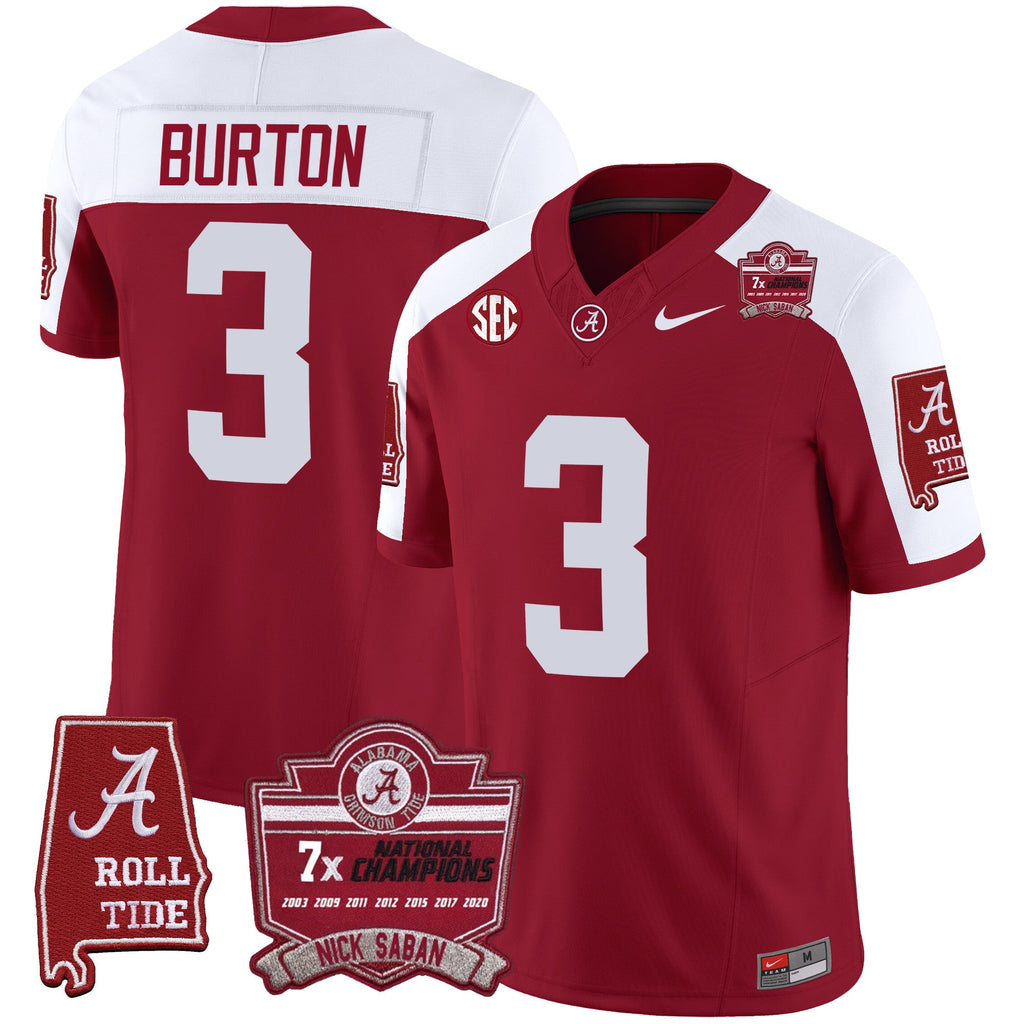 Men's Alabama Crimson Tide Nick Saban 7x Champions Patch Vapor Jersey - All Stitched - image 12