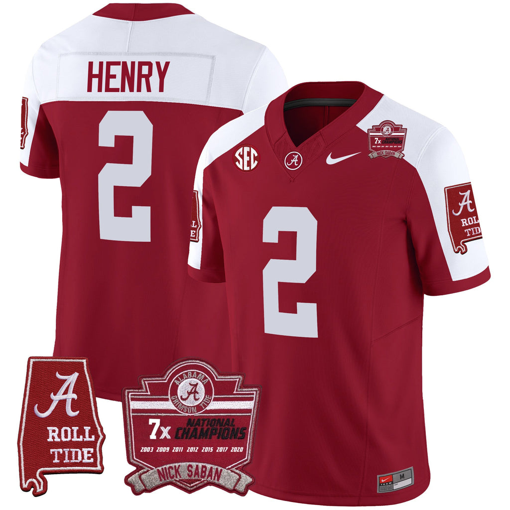 Men's Alabama Crimson Tide Nick Saban 7x Champions Patch Vapor Jersey - All Stitched - image 13