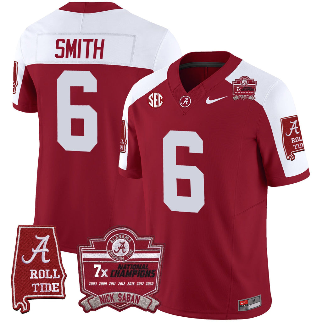 Men's Alabama Crimson Tide Nick Saban 7x Champions Patch Vapor Jersey - All Stitched - image 14