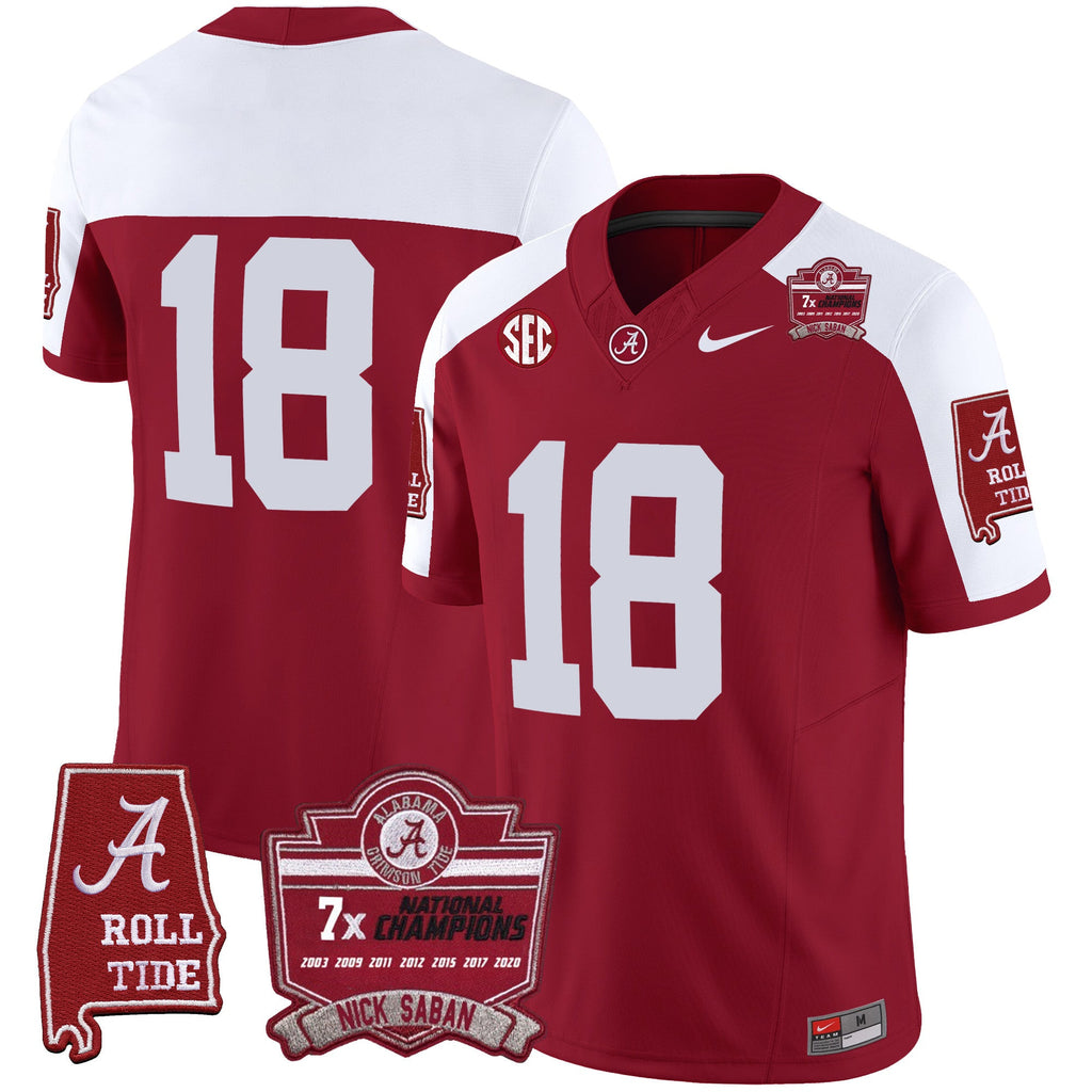 Men's Alabama Crimson Tide Nick Saban 7x Champions Patch Vapor Jersey - All Stitched - image 15