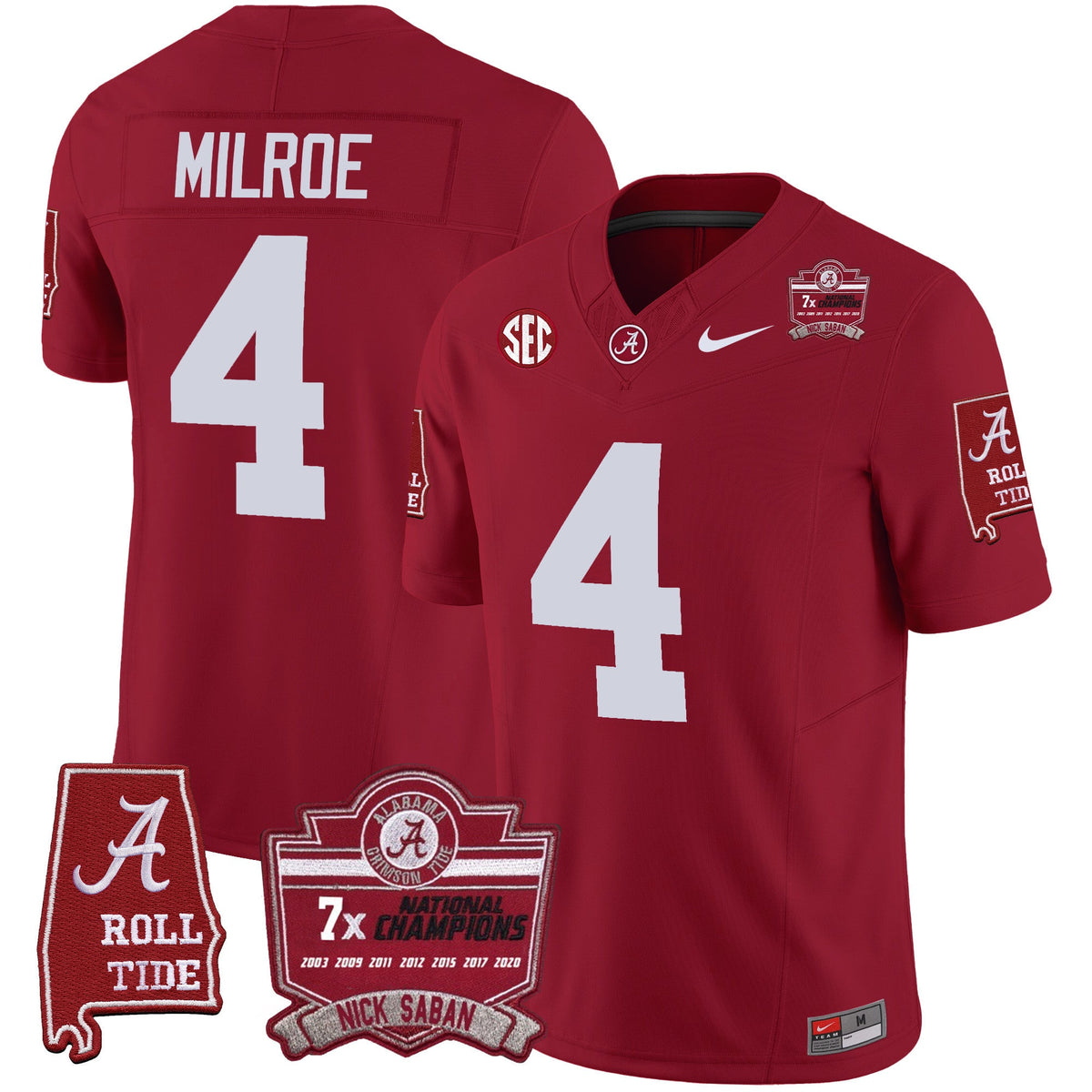 Men's Alabama Crimson Tide Nick Saban 7x Champions Patch Vapor Jersey - All Stitched - image 18