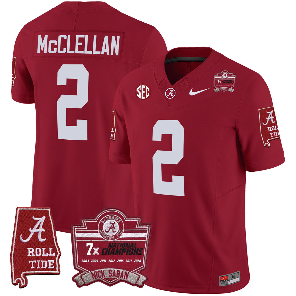 Men's Alabama Crimson Tide Nick Saban 7x Champions Patch Vapor Jersey - All Stitched - image 19