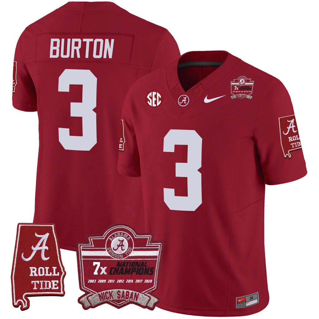 Men's Alabama Crimson Tide Nick Saban 7x Champions Patch Vapor Jersey - All Stitched - image 20