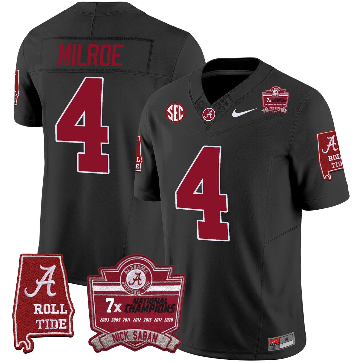 Men's Alabama Crimson Tide Nick Saban 7x Champions Patch Vapor Jersey - All Stitched - image 26
