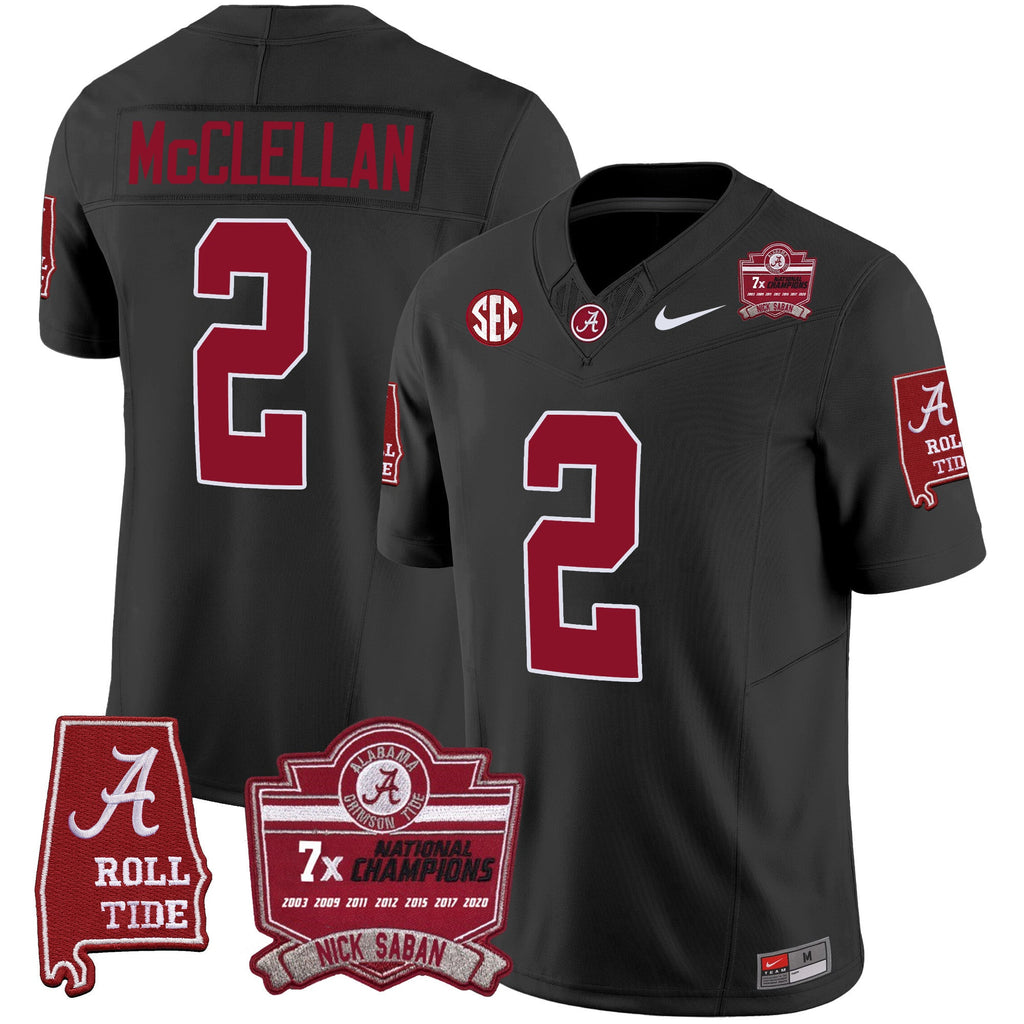 Men's Alabama Crimson Tide Nick Saban 7x Champions Patch Vapor Jersey - All Stitched - image 27