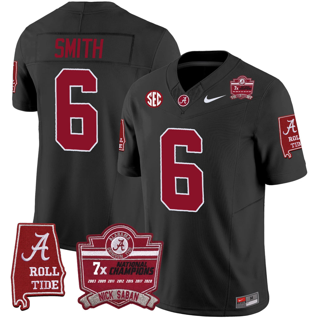 Men's Alabama Crimson Tide Nick Saban 7x Champions Patch Vapor Jersey - All Stitched - image 30