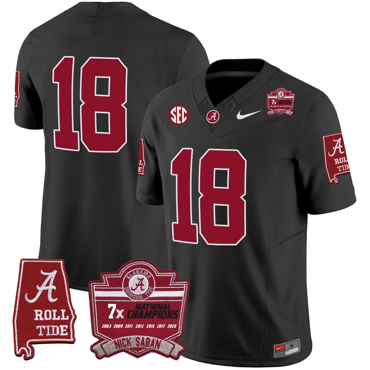 Men's Alabama Crimson Tide Nick Saban 7x Champions Patch Vapor Jersey - All Stitched - image 31
